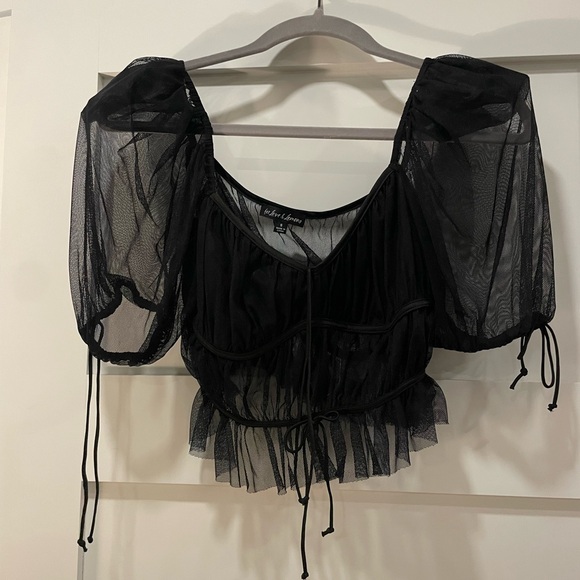 For Love And Lemons Black Sheer Blouse - Picture 1 of 5